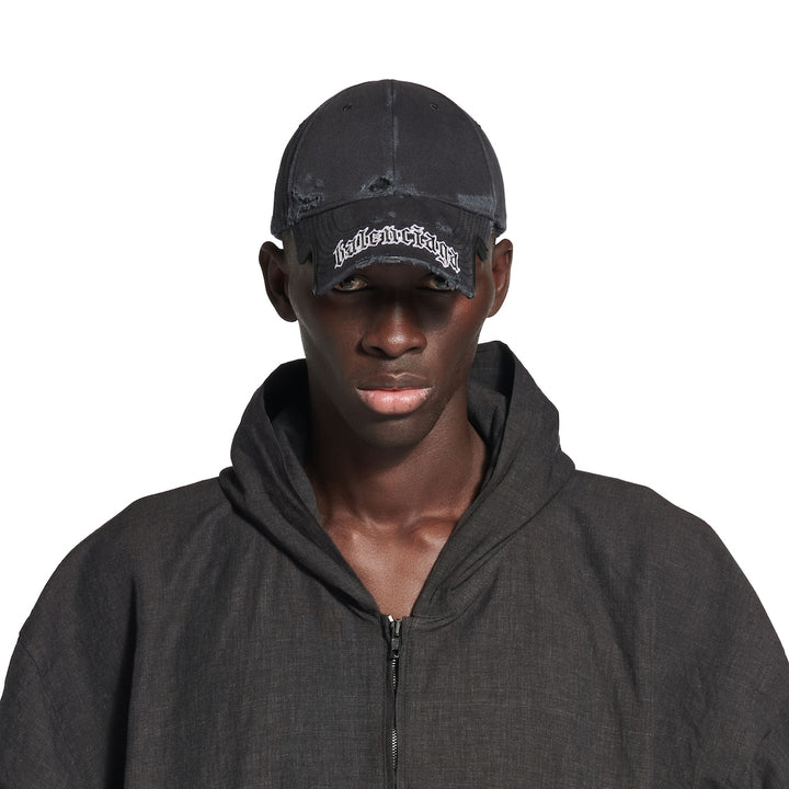 BALENCIAGA Blackletter Script Cap in Black Faded