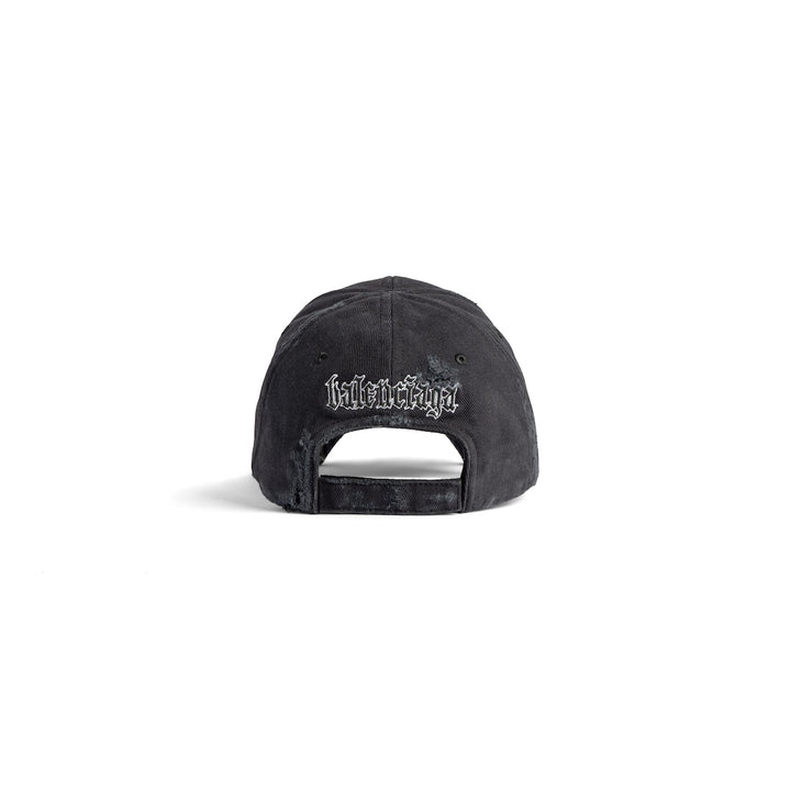 BALENCIAGA Blackletter Script Cap in Black Faded