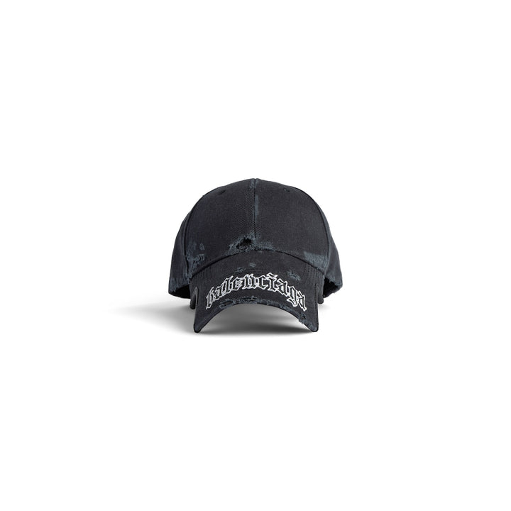 BALENCIAGA Blackletter Script Cap in Black Faded