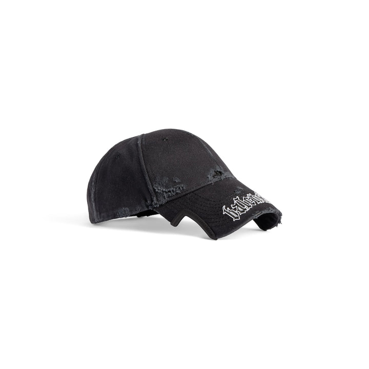 BALENCIAGA Blackletter Script Cap in Black Faded