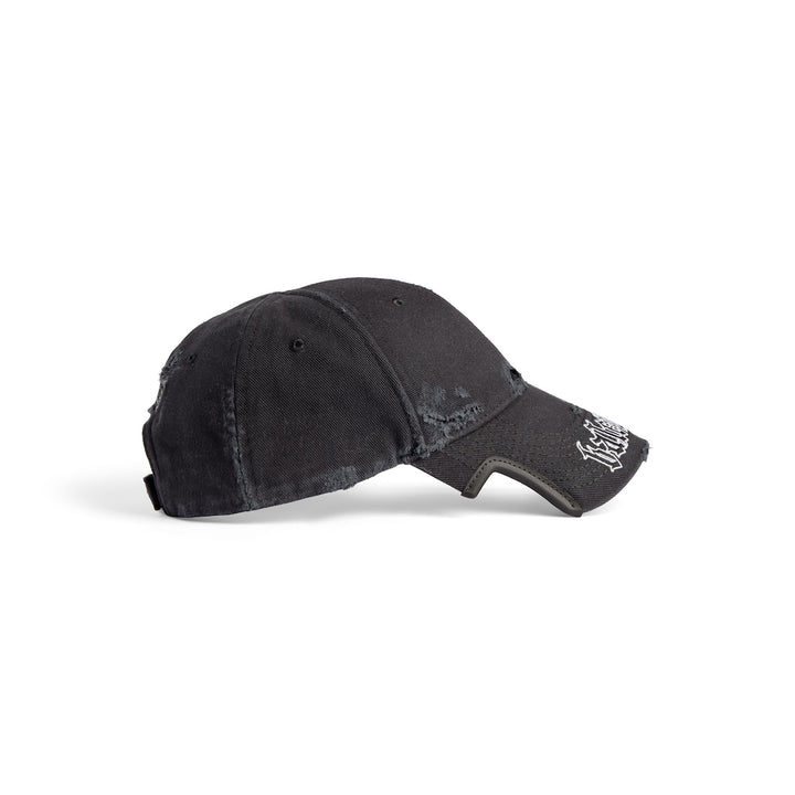 BALENCIAGA Blackletter Script Cap in Black Faded
