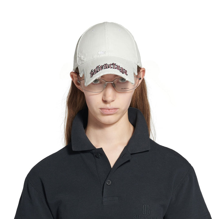 BALENCIAGA Blackletter Script Cap in Black Faded