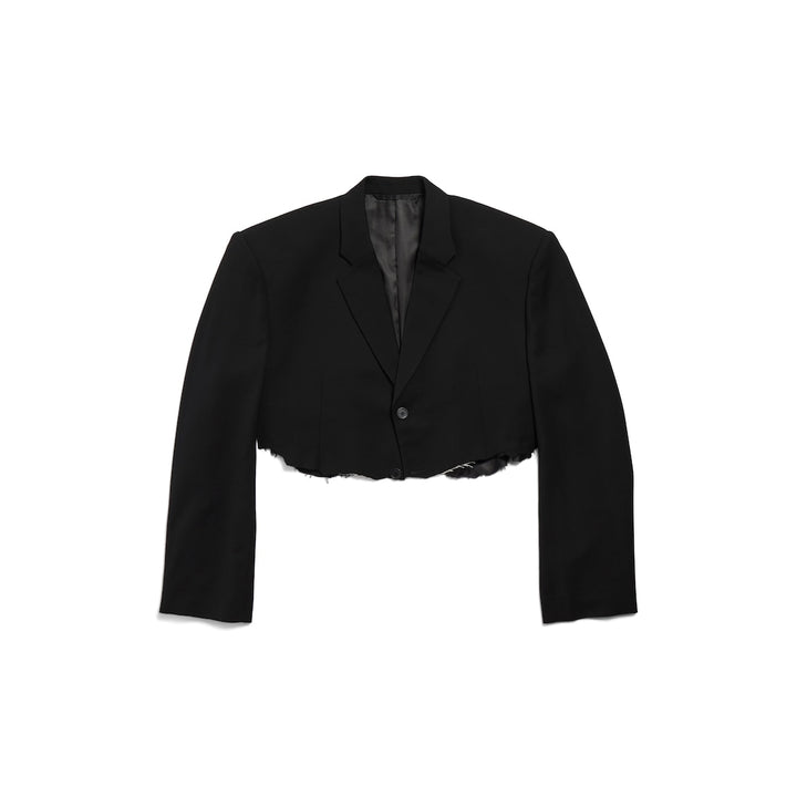 BALENCIAGA Women's Cut Off Single Breasted Jacket in Black