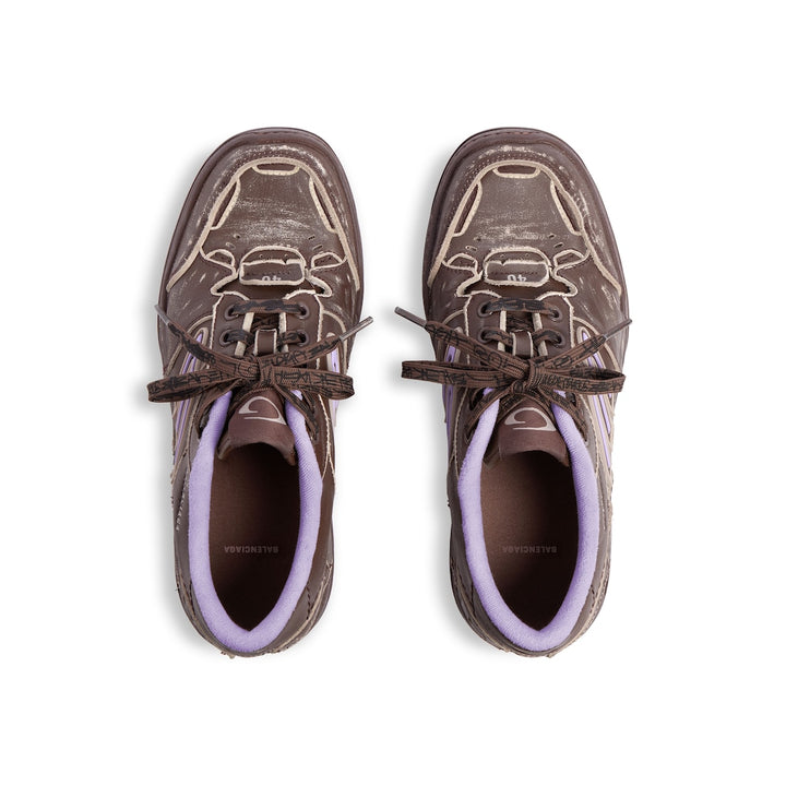 BALENCIAGA Women's Hamptons Medium Worn-out Sneaker in Brown/lilac