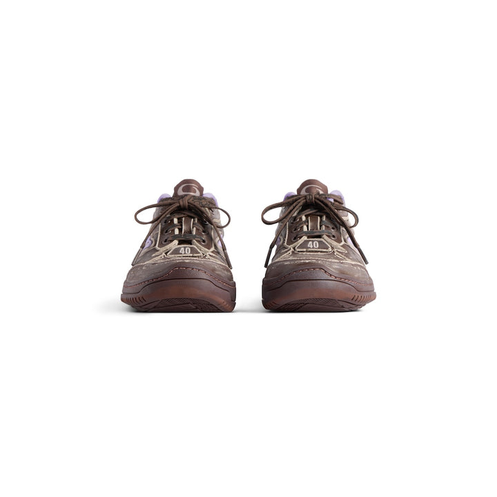 BALENCIAGA Women's Hamptons Medium Worn-out Sneaker in Brown/lilac