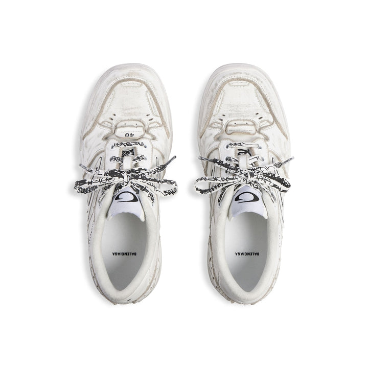 BALENCIAGA Women's Hamptons Medium Worn-out Sneaker in Brown/lilac