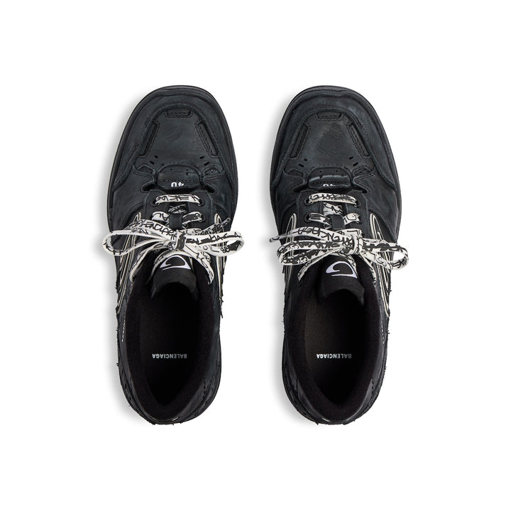 BALENCIAGA Men's Hamptons Worn-out Sneaker in White/dark Blue/grey