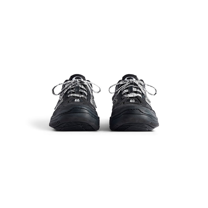 BALENCIAGA Men's Hamptons Worn-out Sneaker in White/dark Blue/grey
