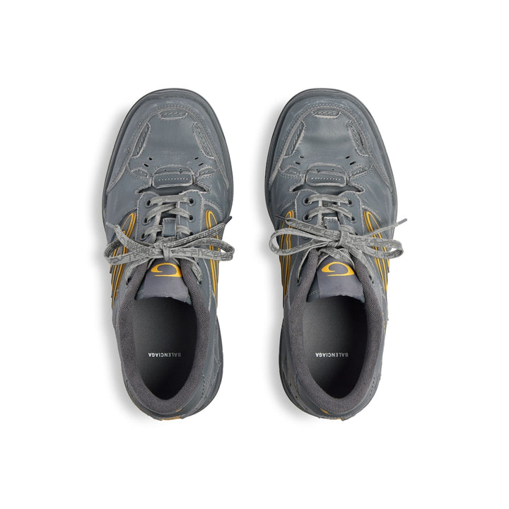 BALENCIAGA Men's Hamptons Worn-out Sneaker in White/dark Blue/grey