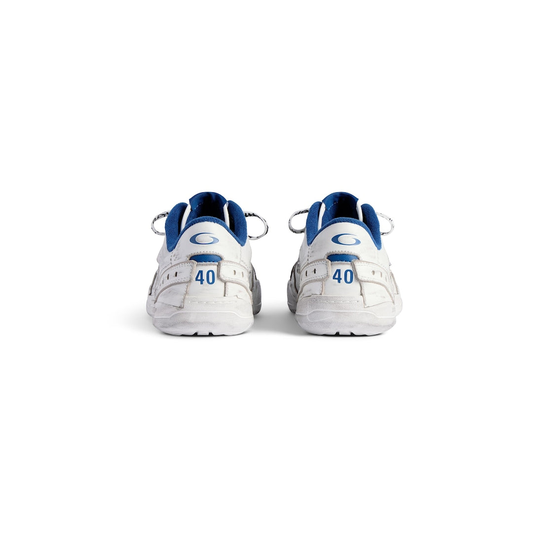 BALENCIAGA Men's Hamptons Worn-out Sneaker in White/dark Blue/grey