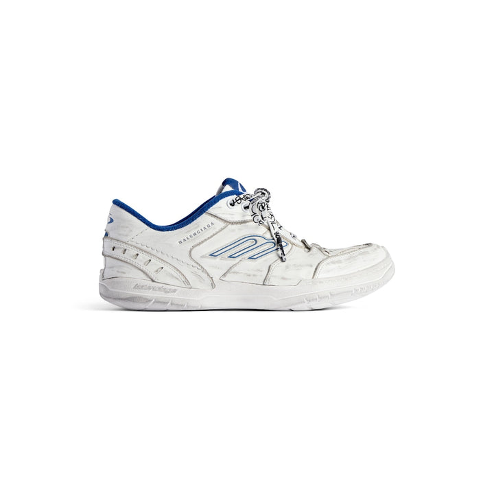 BALENCIAGA Men's Hamptons Worn-out Sneaker in White/dark Blue/grey