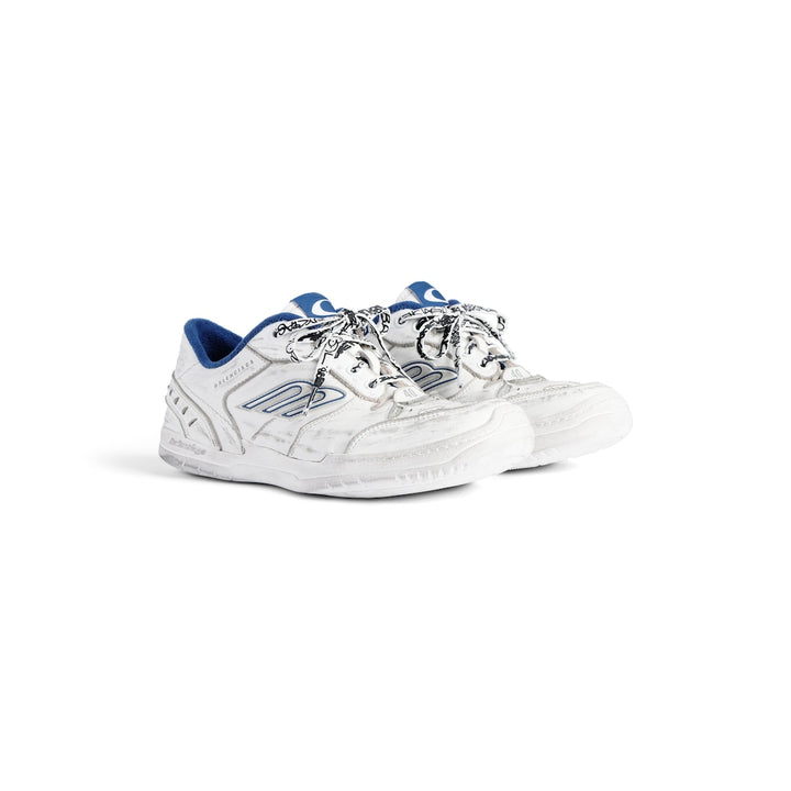 BALENCIAGA Men's Hamptons Worn-out Sneaker in White/dark Blue/grey