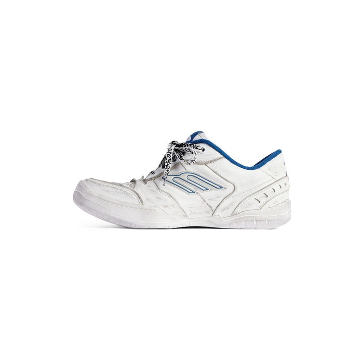 BALENCIAGA Men's Hamptons Worn-out Sneaker in White/dark Blue/grey