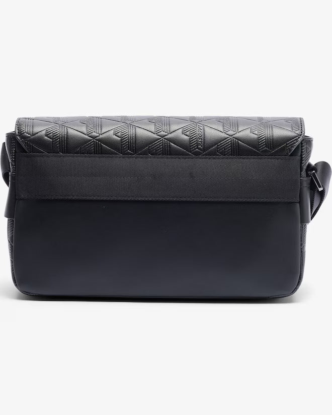 Lacoste Unisex Monogram Leather Flap Close Satchel