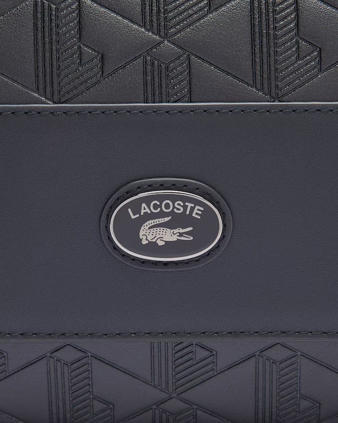 Lacoste Unisex Monogram Leather Flap Close Satchel