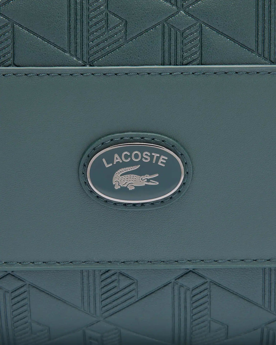 Lacoste Unisex Monogram Leather Flap Close Satchel