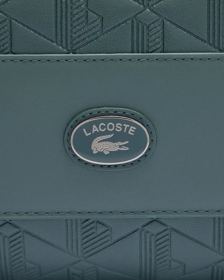 Lacoste Unisex Monogram Leather Flap Close Satchel
