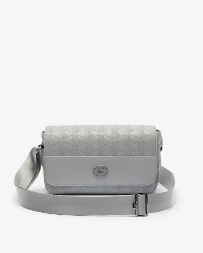 Lacoste Unisex Monogram Leather Flap Close Satchel