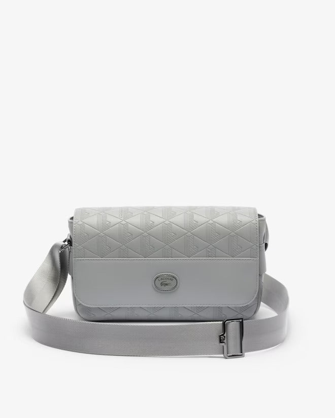 Lacoste Unisex Monogram Leather Flap Close Satchel