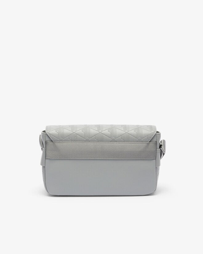 Lacoste Unisex Monogram Leather Flap Close Satchel