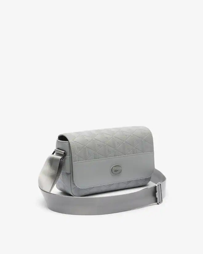 Lacoste Unisex Monogram Leather Flap Close Satchel