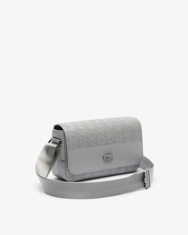 Lacoste Unisex Monogram Leather Flap Close Satchel