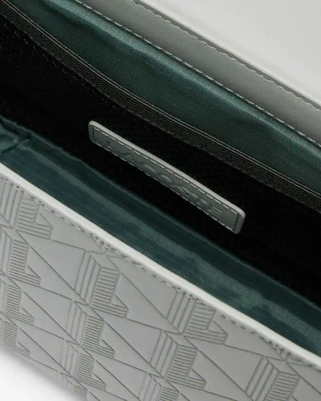 Lacoste Unisex Monogram Leather Flap Close Satchel