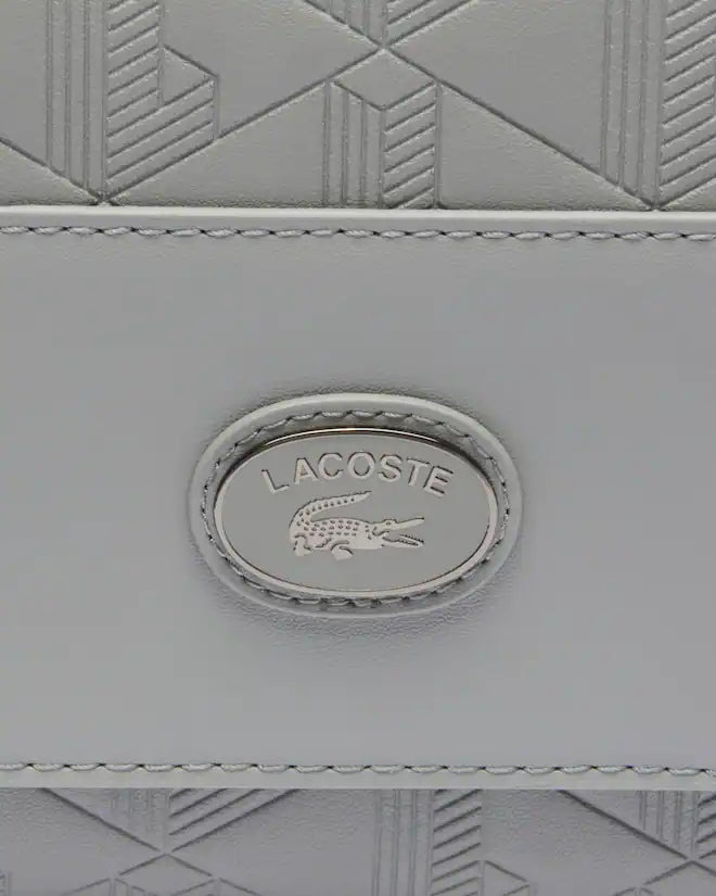 Lacoste Unisex Monogram Leather Flap Close Satchel