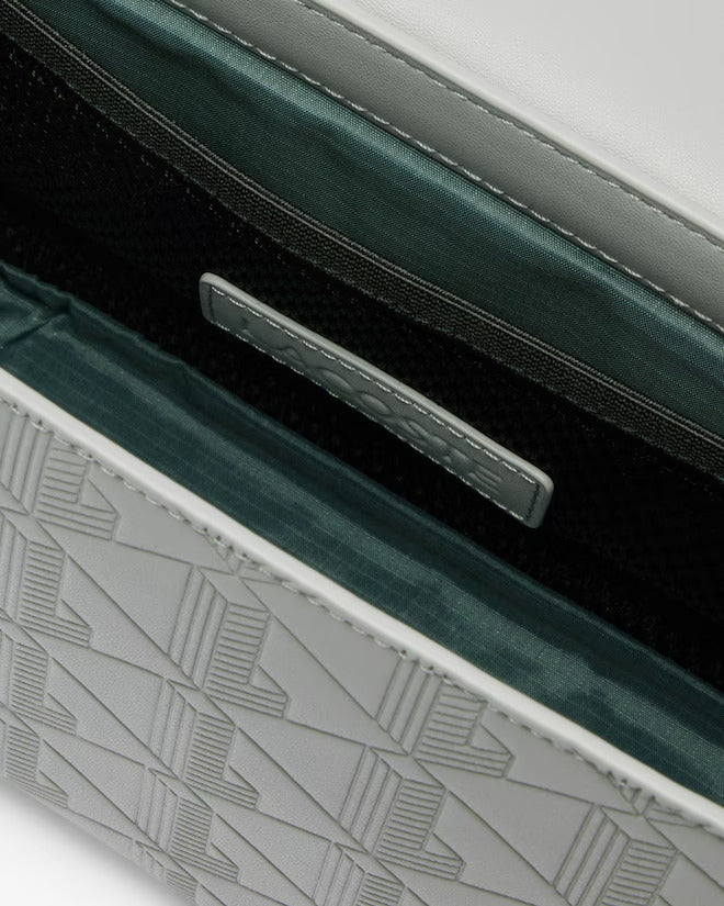 Lacoste Unisex Monogram Leather Flap Close Satchel