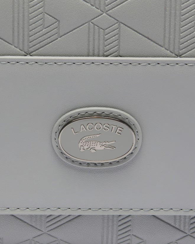 Lacoste Unisex Monogram Leather Flap Close Satchel