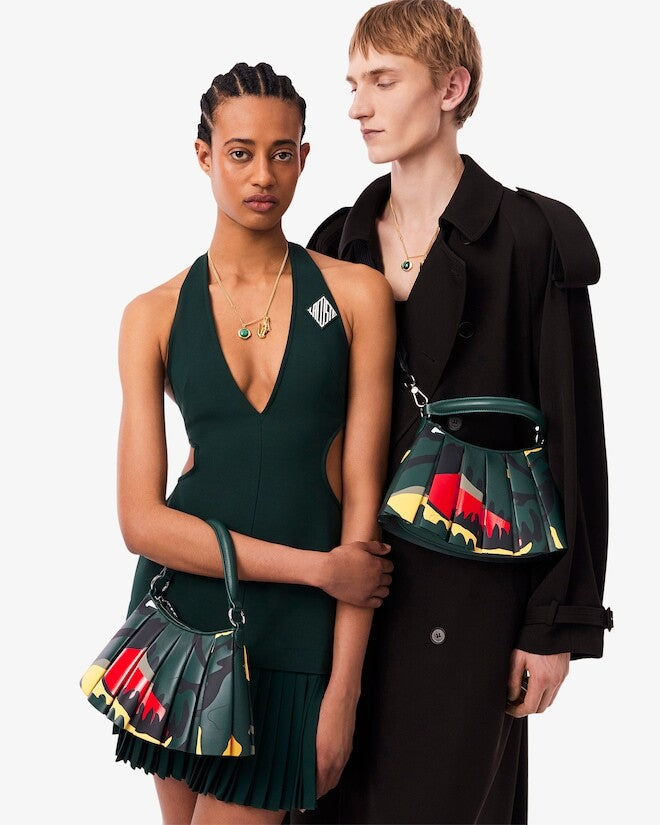 Lacoste Women's Small Runway Lenglen Crocodile Print Leather Bag