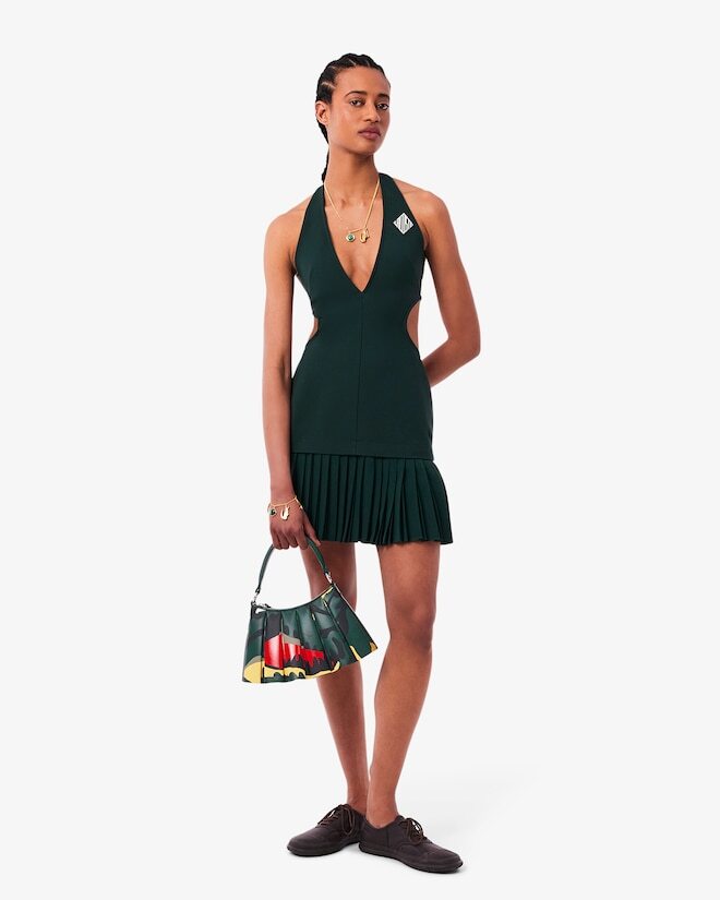 Lacoste Women's Small Runway Lenglen Crocodile Print Leather Bag