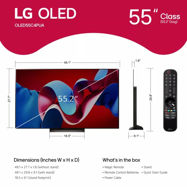 LG OLED55C4PUA 55 inch Class LG OLED evo C4 4K Smart TV 2024