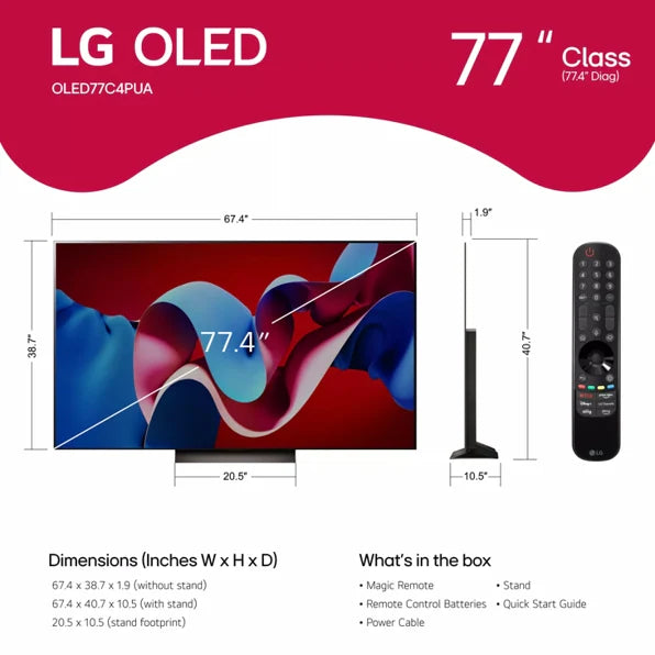 LG 77 inch Class LG OLED evo AI C4 4K Smart TV 2024 - OLED77C4PUA
