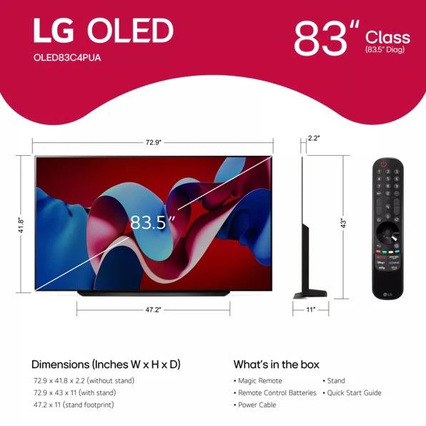 LG 83 inch Class LG OLED evo AI C4 4K Smart TV 2024 - OLED83C4PUA