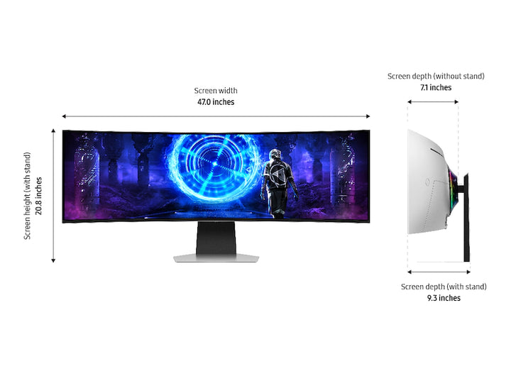 Samsung 49" Odyssey QD-OLED G9 (G95SD) Dual QHD 240Hz 0.03ms G-Sync Compatible Curved Gaming Monitor with Glare Free and Smart Features