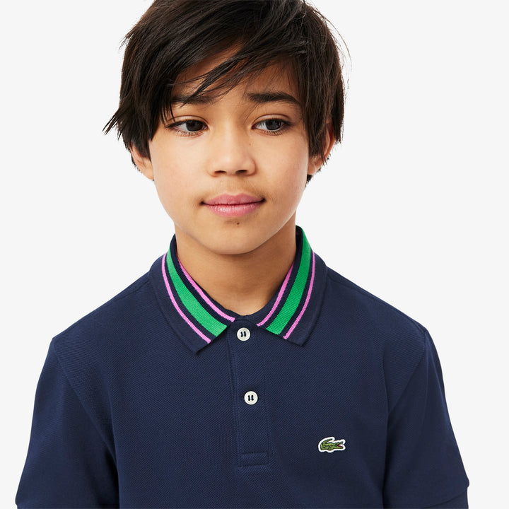 Lacoste Kids' Stripe Collar Petit Piqué Polo