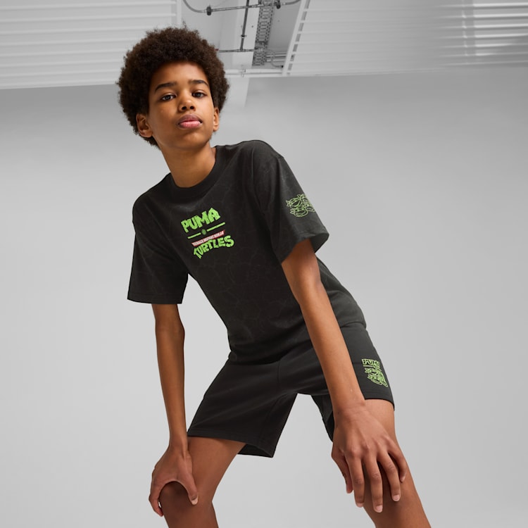 PUMA HOOPS x TMNT Big Kids' Relaxed All-Over Print Tee