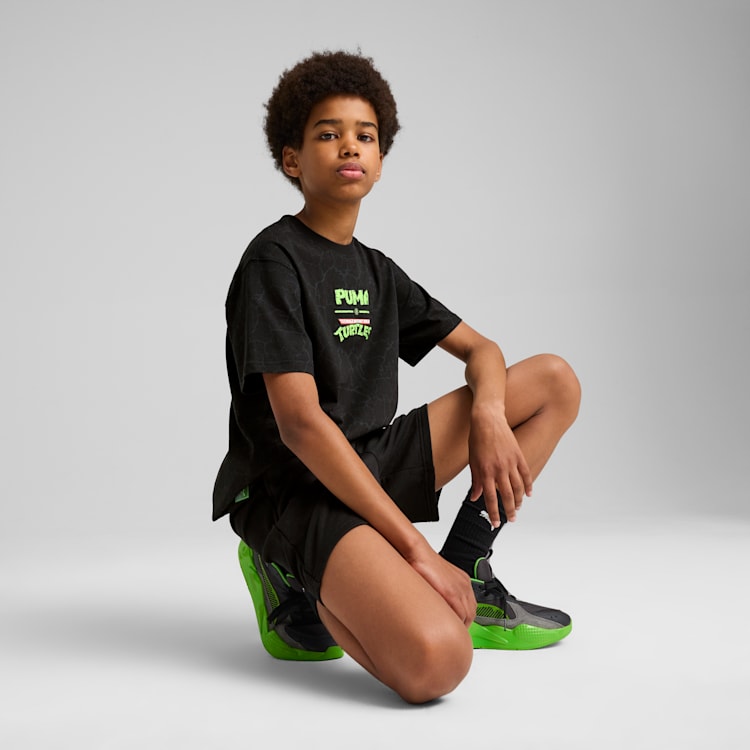 PUMA HOOPS x TMNT Big Kids' Relaxed All-Over Print Tee