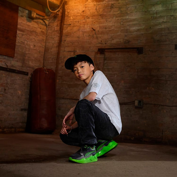 PUMA HOOPS x TMNT Big Kids' Relaxed All-Over Print Tee