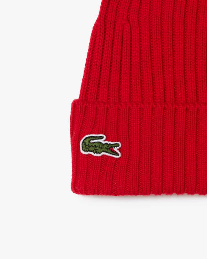 Lacoste Unisex Rib Knit Brushed Wool Beanie