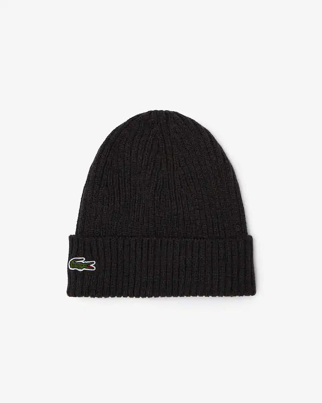 Lacoste Unisex Rib Knit Brushed Wool Beanie
