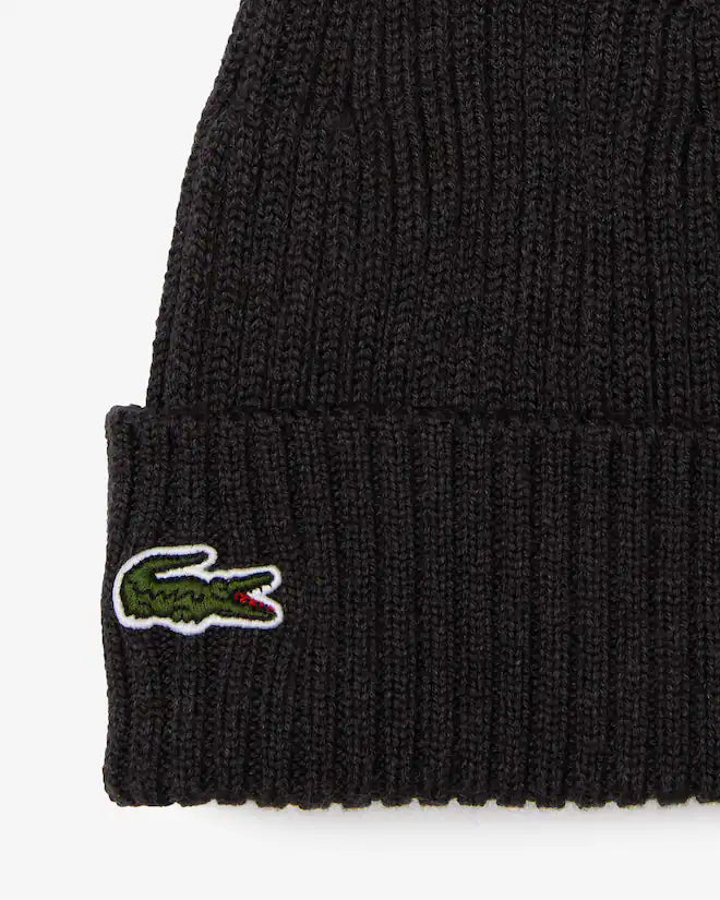 Lacoste Unisex Rib Knit Brushed Wool Beanie