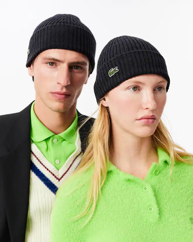 Lacoste Unisex Rib Knit Brushed Wool Beanie