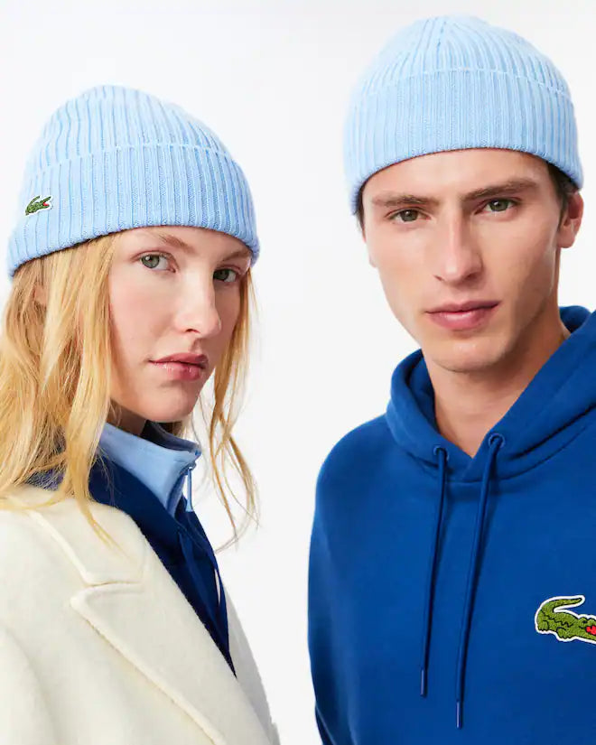 Lacoste Unisex Rib Knit Brushed Wool Beanie
