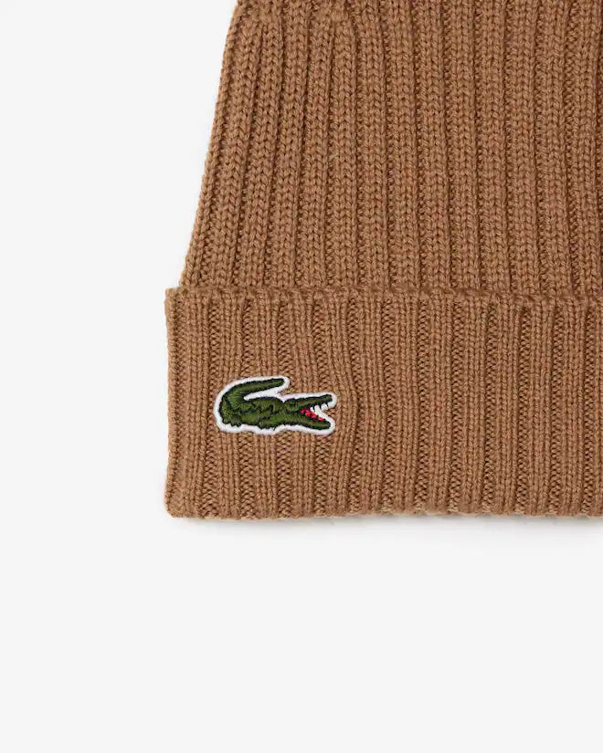 Lacoste Unisex Rib Knit Brushed Wool Beanie