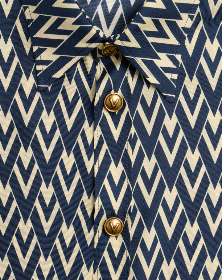 VALENTINO SILK TWILL SHIRT WITH TOUTE LA V PRINT