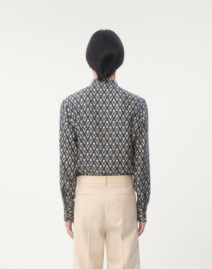 VALENTINO SILK TWILL SHIRT WITH TOUTE LA V PRINT