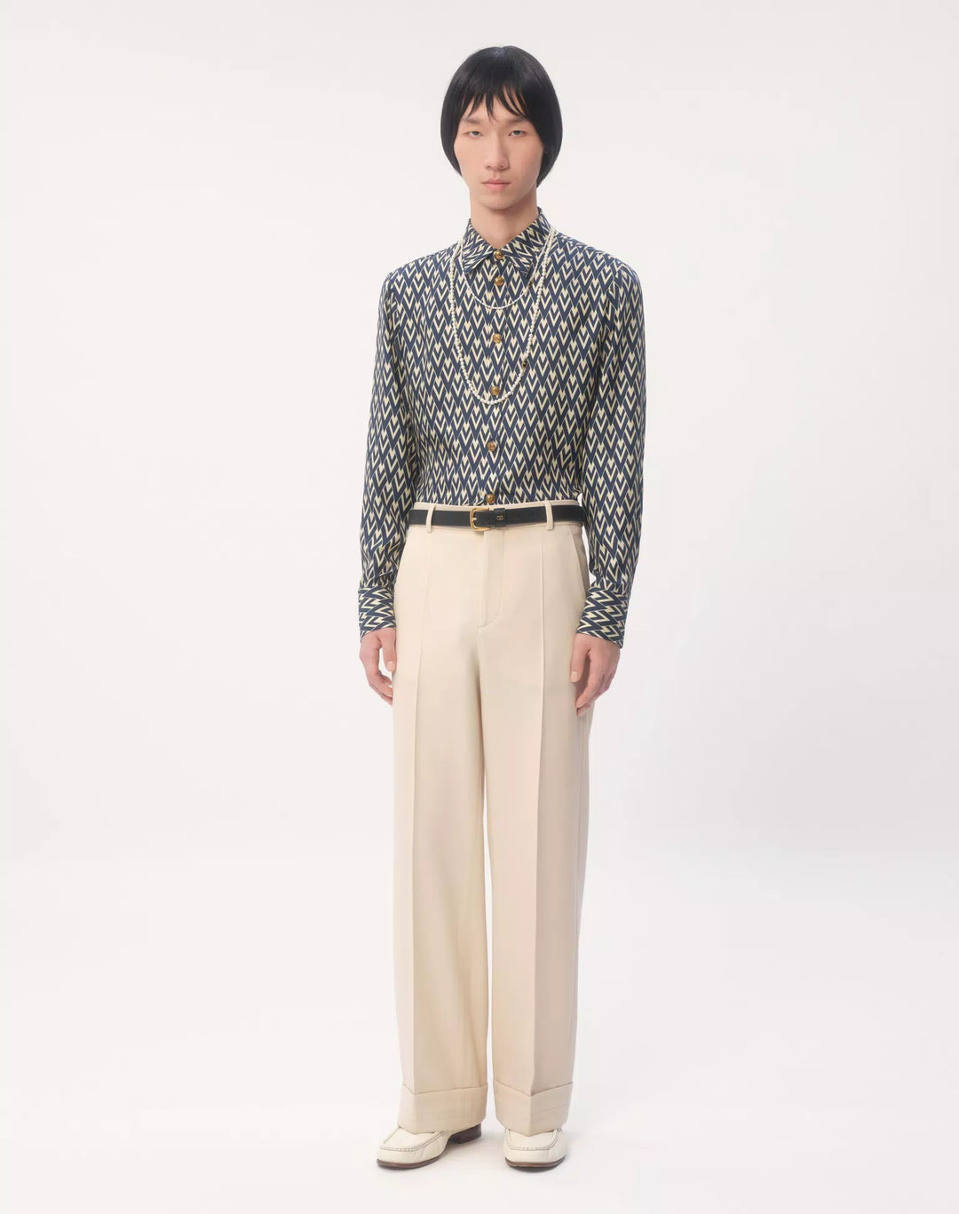 Valentino SILK TWILL SHIRT WITH TOUTE LA V PRINT