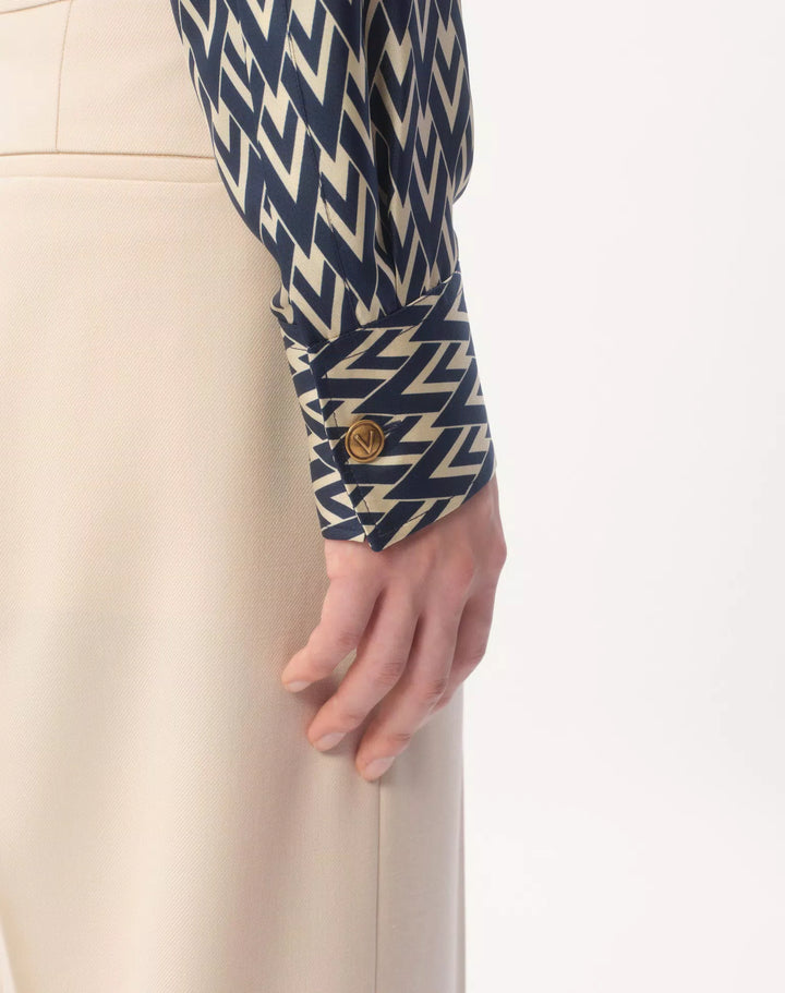 Valentino SILK TWILL SHIRT WITH TOUTE LA V PRINT